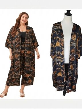 Plus size drop shoulder kimono topper women's plus size 0X
